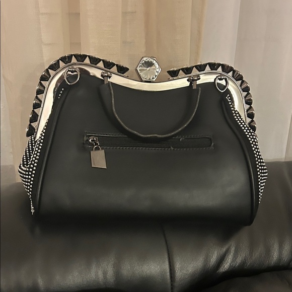 Chic Black and Silver Studded Satchel - Picture 2 of 7